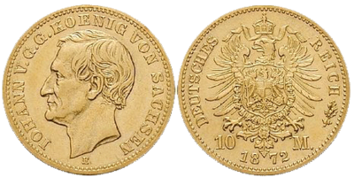 10 Mark Goldmünze Johann J 257 Sachsen Muenzen eu