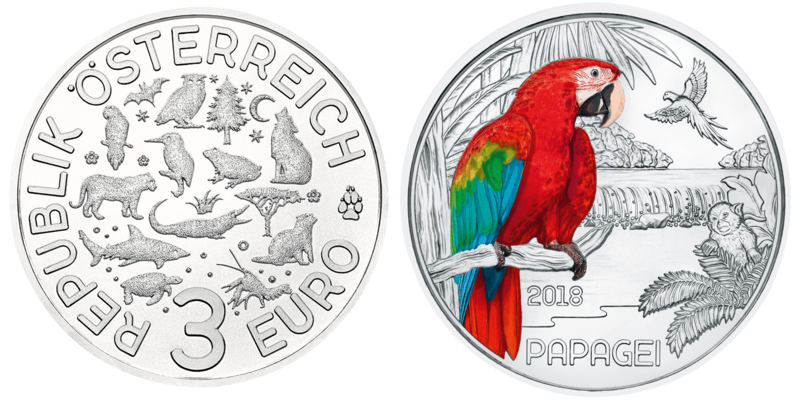 3 Euro Papagei Österreich 