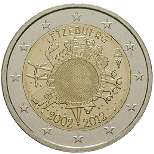 2 Euro Bargeld Luxemburg 2012