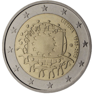 2 Euro Euroaflagge Litauen Litauen 2015