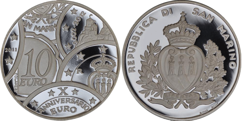 10 Euro 10 Jahre Euro San Marino 