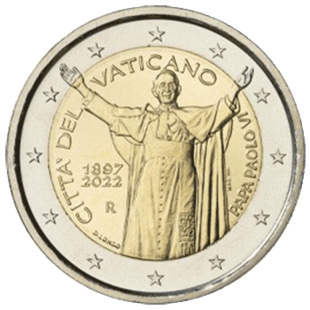 2 Euro Papst Paul VI Vatikan 2022