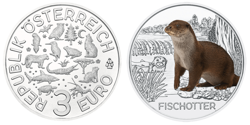 3 Euro Fischotter Österreich 