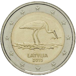 2 Euro Storch Lettland 2015
