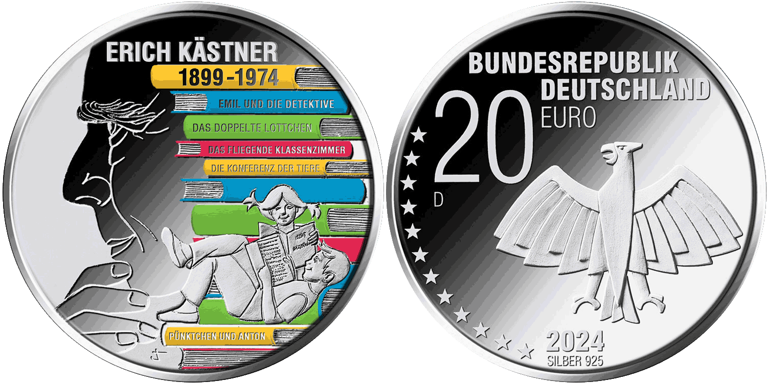 20 Euro Münze 125. Geburtstag Erich Kästner Muenzen.eu